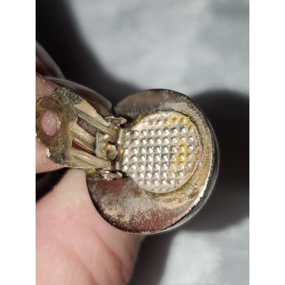 A Pair of Vintage Cobalt Blue Glass Dangle Drop Clip On Earrings Boho - Picture 11 of 12